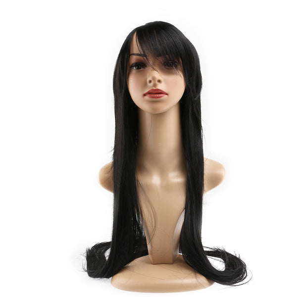 Women Girls 80CM Long Straight Synthetic Fiber Wig with Bangs for Anime Cosplay