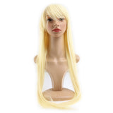 Women Girls 80CM Long Straight Synthetic Fiber Wig with Bangs for Anime Cosplay