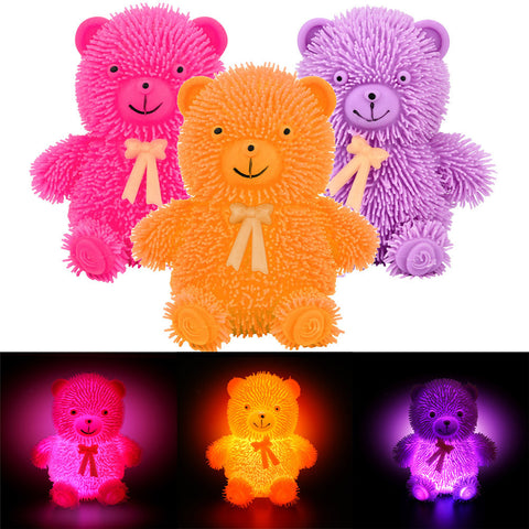 12CM Novedad Luz intermitente Oso de globo Squidgy Juguete sensorial Actividad Juego Pelota