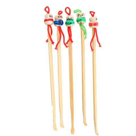 5 unids limpiador del oído cuidado del oído de bambú encantadora muñeca cabeza Earpick Art Curette kits de aseo
