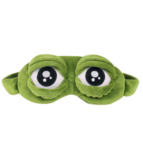 Soft Sad Frog Eyes Shape Goggles Mask With Ice Pack Plush Stuffed Cartoon Blinder (Green)
