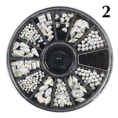 3D Pearl Nail Art White Rhinestone Decoration Wheel Manicure Tool