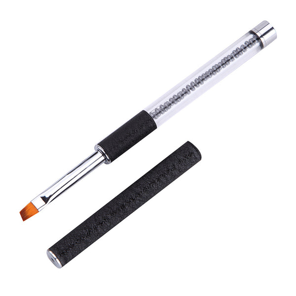 Nail Art Handle Flat Oblique Round Brush Kit Gel Polish Tips Extension Pen