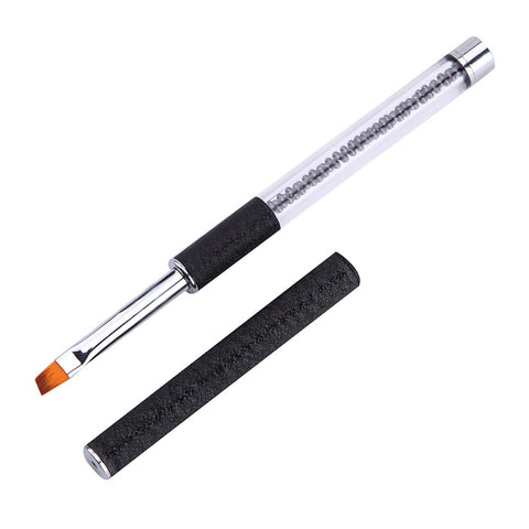 Nail Art Handle Flat Oblique Round Brush Kit Gel Polish Tips Extension Pen