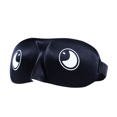 2pcs Eye Mask Silk Travel Relax 3D Sponge Eyeshade Cover Eyepatch Blindfold (Big Eye Monster)