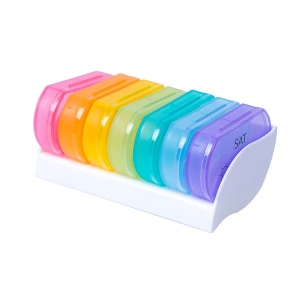 7PC Pill Box Organiser Portable Dispensing Colorful Pill Boxes Mini Pill Boxes Medicine Pill Tablet Storage Sub-box