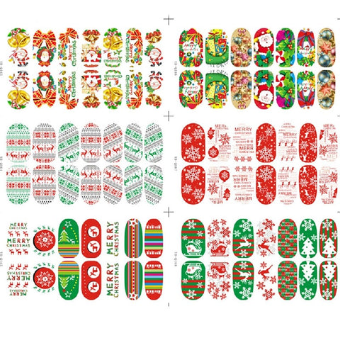 14Pcs Night luminous Christmas Theme Nail Art Stickers Water Decals Transfers
